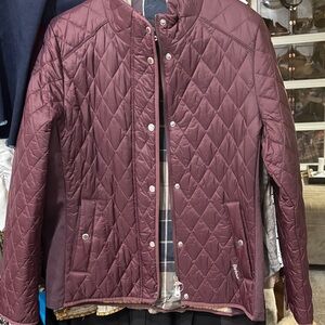 Barbour burgundy quilted women's jacket.
